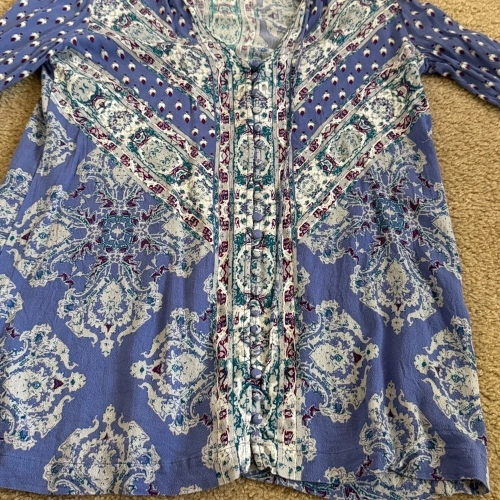 Free People Magic Mystery Tunic Dress Bell Sleeve Blue Boho XS NWOT - Picture 4 of 6